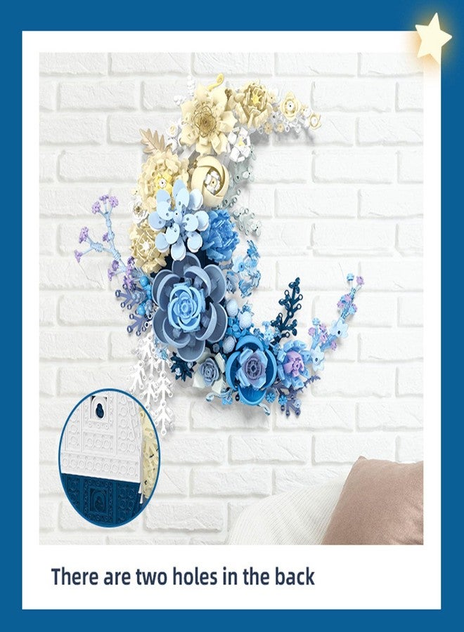 TNDCKP Blue Flowers Moon Building Blocks Set 934 Pcs, Dried Flower Botanicals Collection, Creative Floral Building for Wall Decor, Compatible with Lego Flowers, Artistic Gift with Ages 6+ - Image 5